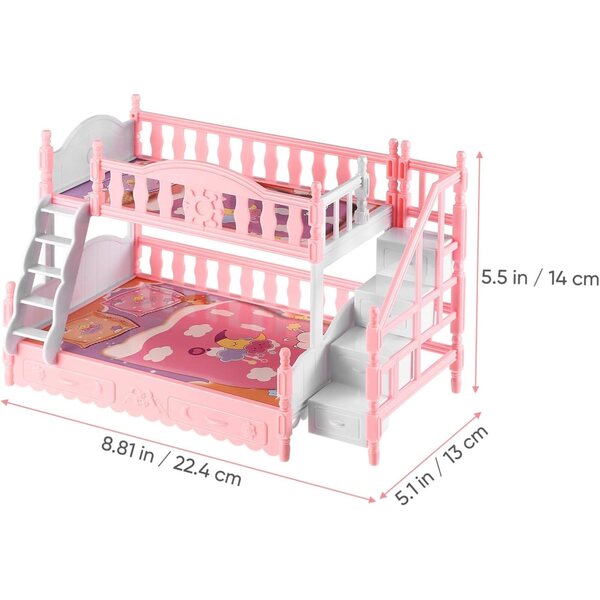 Mikinona Mini Letto a Castello Doppio Strato in Plastica per Case delle Bambole