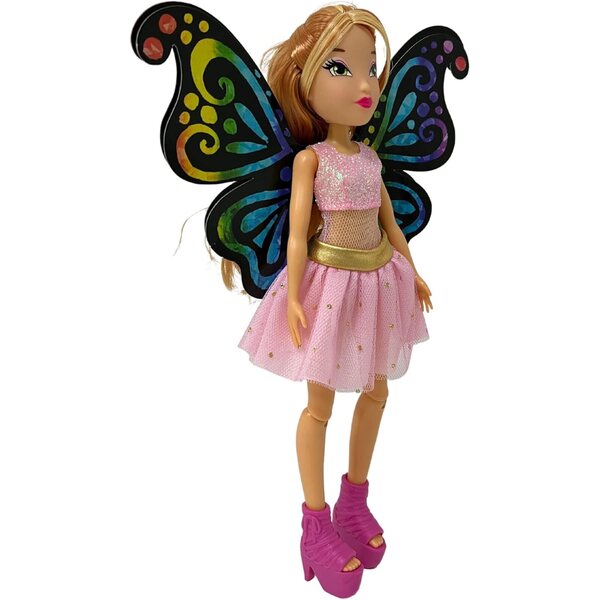 Bizak Winx Flora 24 cm mit 3 Flügelpaaren zum Verzieren mit Regenbogenmotiven