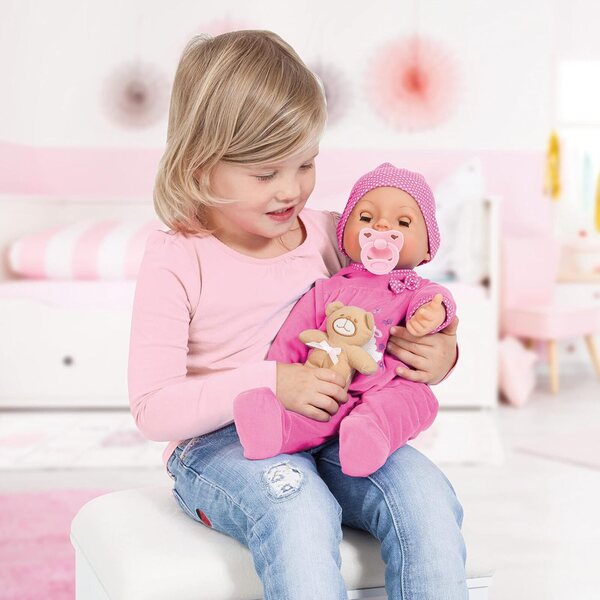 Bayer Design Piccolina Real Tears 46 cm große Babypuppen mit echten Bewegungen und rosa Accessoires