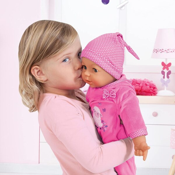Bayer Design Piccolina Real Tears 46 cm große Babypuppen mit echten Bewegungen und rosa Accessoires