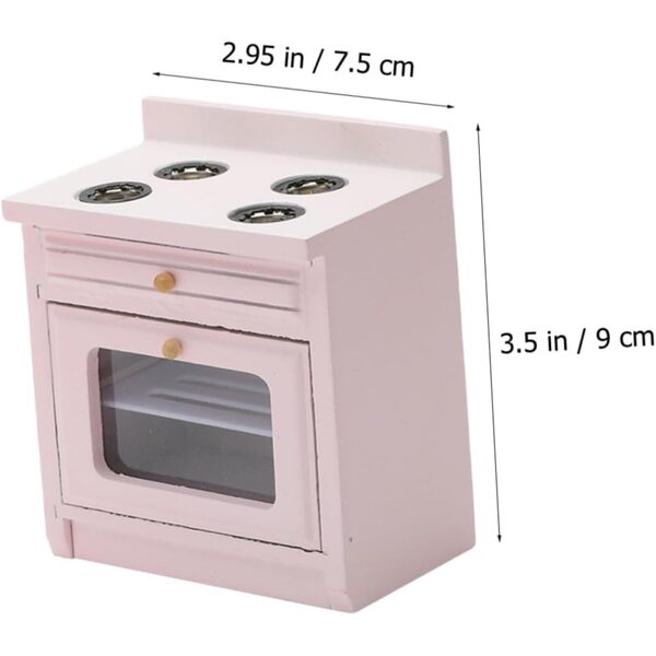 Mini Fornello in Legno Rosa per Casa delle Bambole - Accessorio Creativo e Resistente