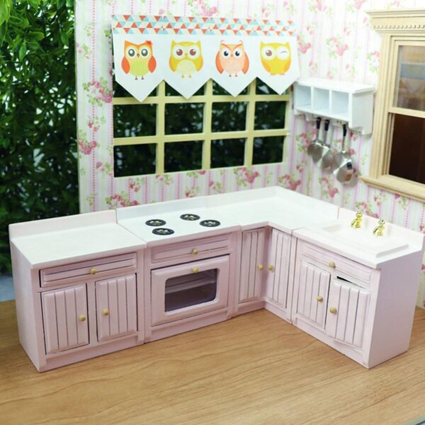Mini Fornello in Legno Rosa per Casa delle Bambole - Accessorio Creativo e Resistente