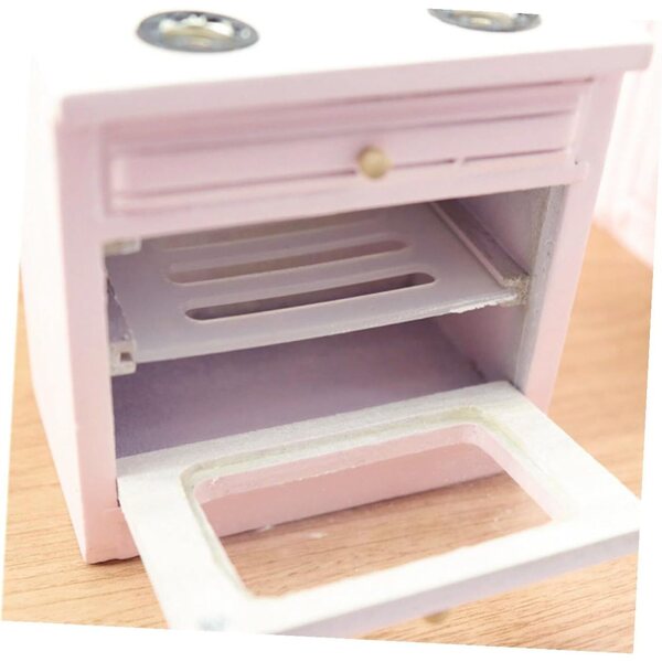 Mini Fornello in Legno Rosa per Casa delle Bambole - Accessorio Creativo e Resistente