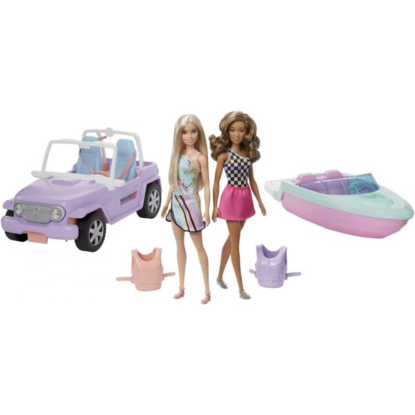 Barbie-Puppen und Fahrzeuge: Cabriolet und Motorboot für einzigartige Abenteuer