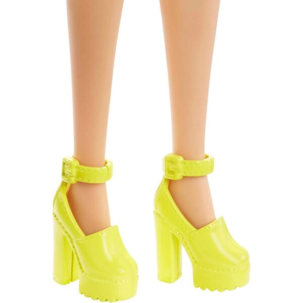 Barbie Fashionistas Blondine mit Zahnersatz und Regenbogenkleid, Accessoires und einzigartigem Stil