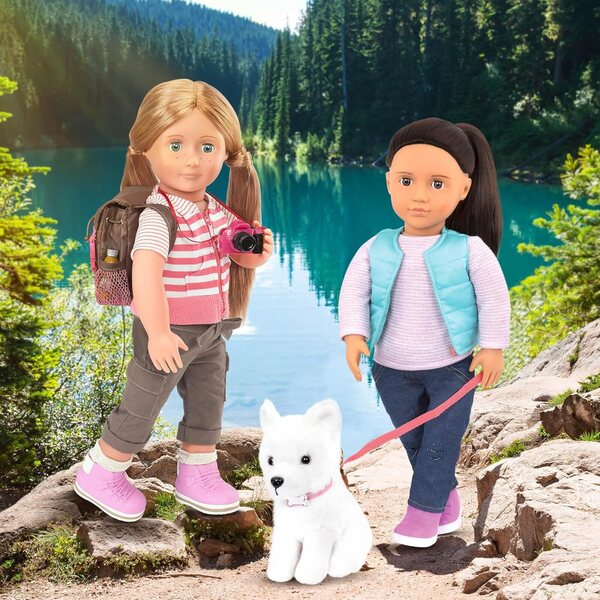 Our Generation Cassie – Puppe mit Hund 46 cm und komplettem Zubehör