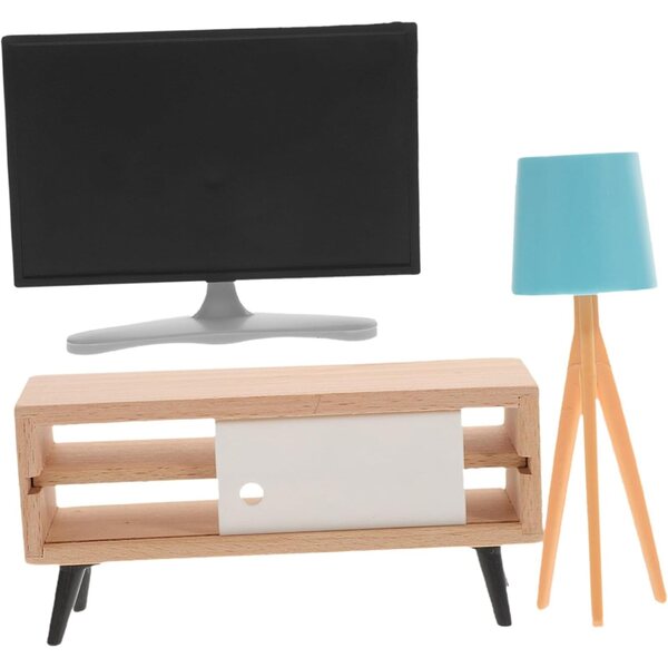 Mini Mobile TV per Casa delle Bambole in Legno e Plastica, Set Decorativo Realistico