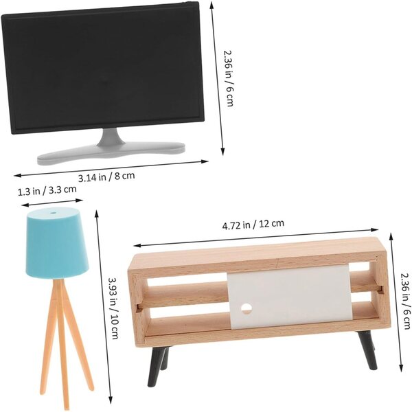 Mini Mobile TV per Casa delle Bambole in Legno e Plastica, Set Decorativo Realistico