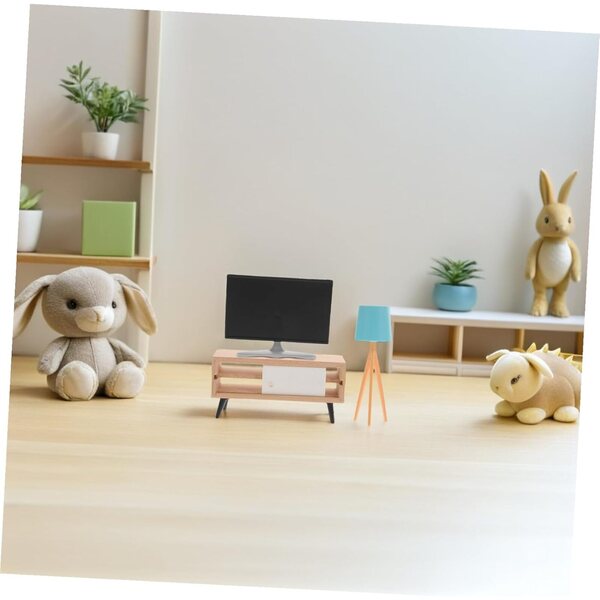 Mini Mobile TV per Casa delle Bambole in Legno e Plastica, Set Decorativo Realistico