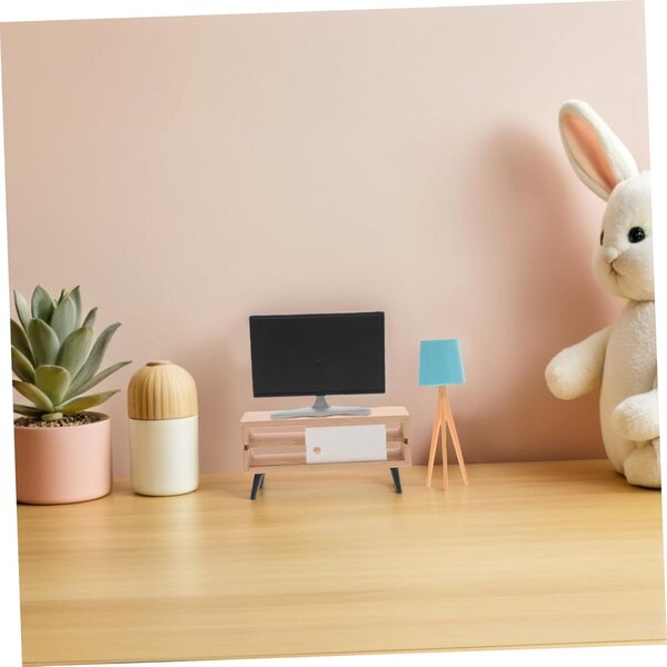 Mini Mobile TV per Casa delle Bambole in Legno e Plastica, Set Decorativo Realistico