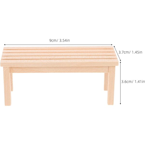 Mini-Holzbank für Puppenhäuser und Mikrolandschaften – realistische Dekoration