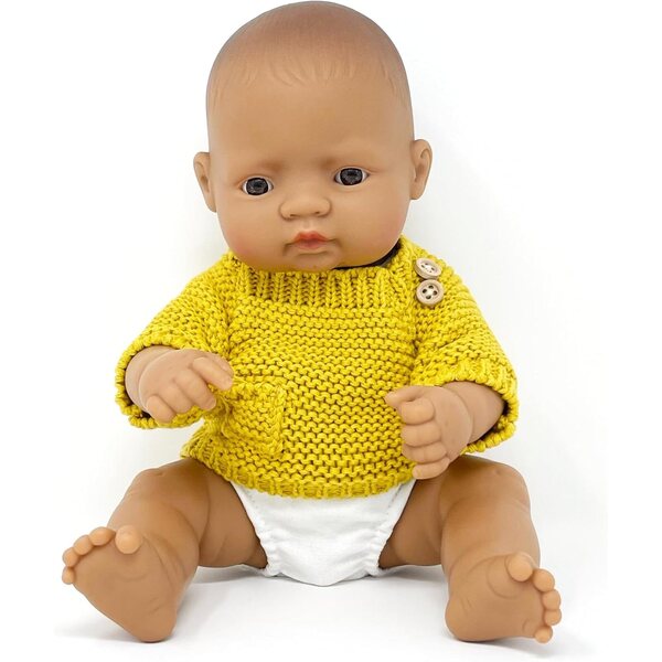 Miniland Dolls Set Bambino 32 cm con Maglione e Culotte in Toni Neutri