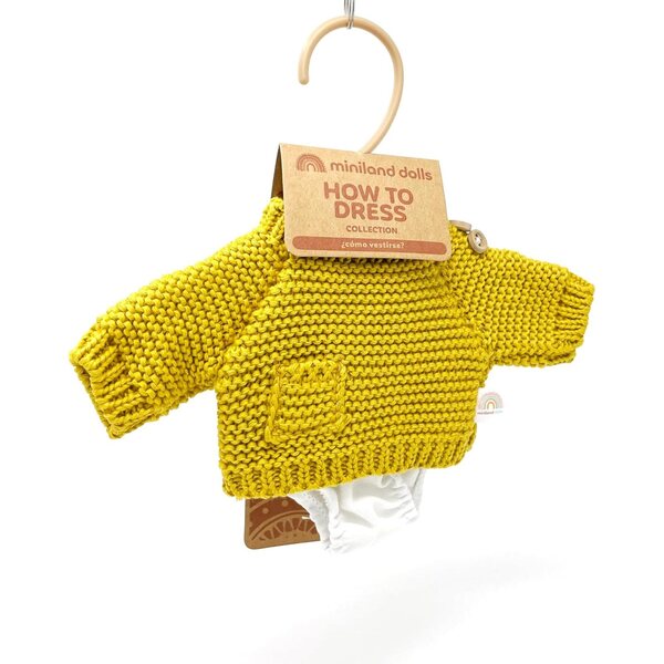 Miniland Dolls Set Bambino 32 cm con Maglione e Culotte in Toni Neutri