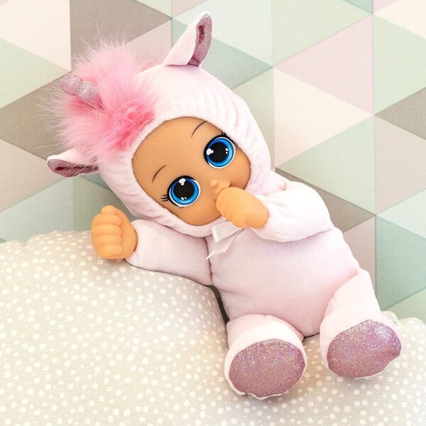 Lustige Babypuppen 30 cm mit weichem Körper und flauschigem Einhornkostüm für Kinder