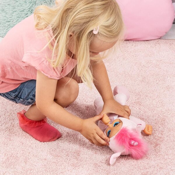 Lustige Babypuppen 30 cm mit weichem Körper und flauschigem Einhornkostüm für Kinder