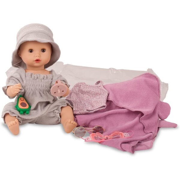 Götz Sleepy Aquini Avocado, 33 cm Badepuppe mit geschlossenen Augen und Sommeraccessoires