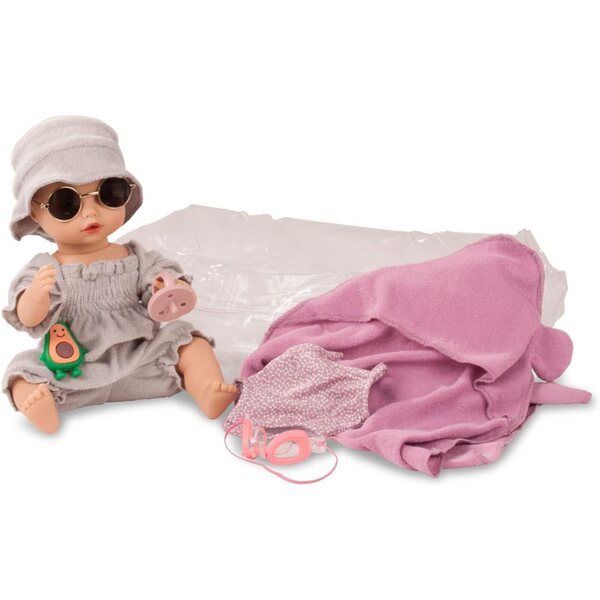 Götz Sleepy Aquini Avocado, 33 cm Badepuppe mit geschlossenen Augen und Sommeraccessoires