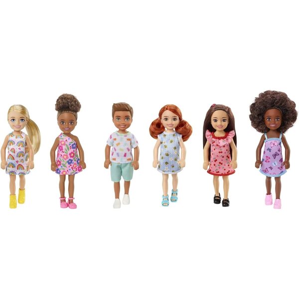 Barbie Chelsea Blonde mit Regenbogenkleid und gelben Schuhen – Spielzeug für Kinder ab 3 Jahren