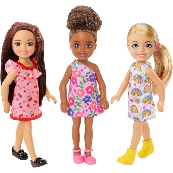 Barbie Chelsea Blonde mit Regenbogenkleid und gelben Schuhen – Spielzeug für Kinder ab 3 Jahren