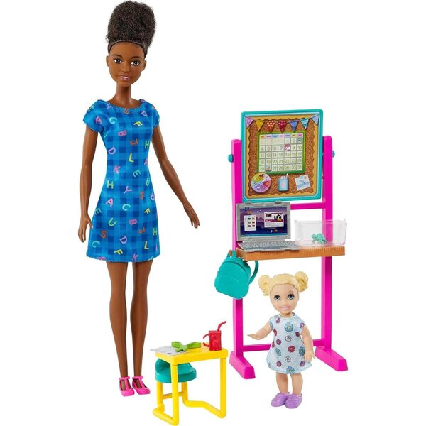 BARBIE Professora HCN20 – Lernspielset mit Zubehör und Puppen 29 cm