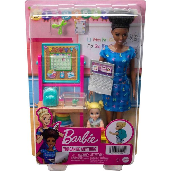 BARBIE Professora HCN20 – Lernspielset mit Zubehör und Puppen 29 cm