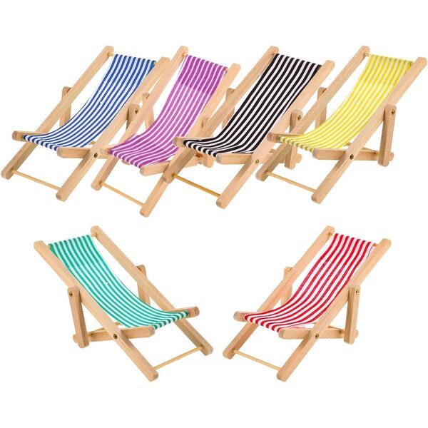 Set 6 Mini Sedie da Spiaggia Pieghevoli per Casa delle Bambole e Decorazioni