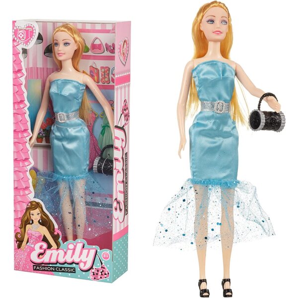 Baroni Home Emily Celeste Puppe 30 cm mit Zubehör, elegantes Kleid, Geschenk für Kinder