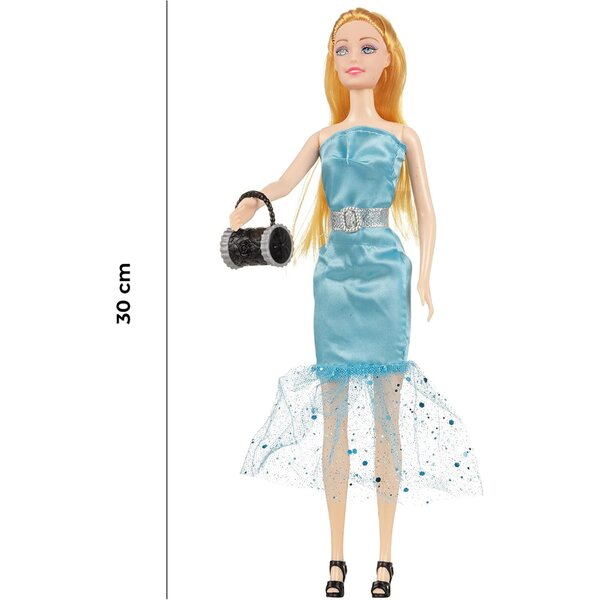 Baroni Home Emily Celeste Puppe 30 cm mit Zubehör, elegantes Kleid, Geschenk für Kinder
