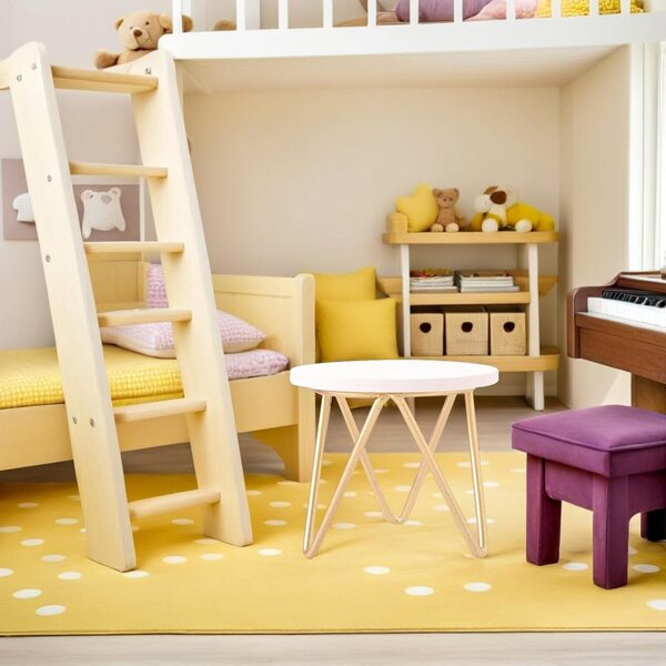 Runder Miniatur-Couchtisch aus Holz und Legierung 1:12 für kleine Häuser und Puppen