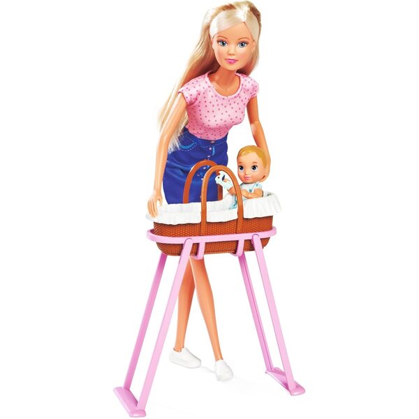 Steffi Love Prend Soin des Babys mit Accessoires und Berceau, 29 cm, ab 3 Jahren