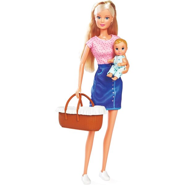 Steffi Love Prend Soin des Babys mit Accessoires und Berceau, 29 cm, ab 3 Jahren