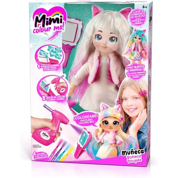 Canal Toys Mimi Color Me Puppen mit anpassbarer Airbrush, Markern und Schablonen