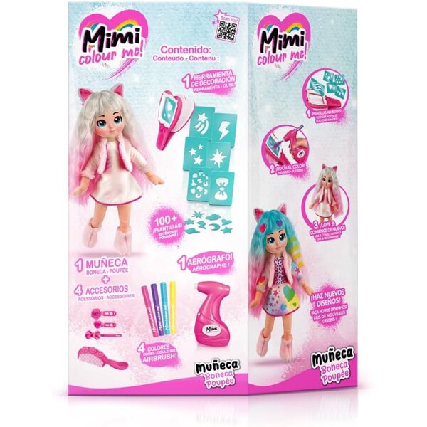 Canal Toys Mimi Color Me Puppen mit anpassbarer Airbrush, Markern und Schablonen