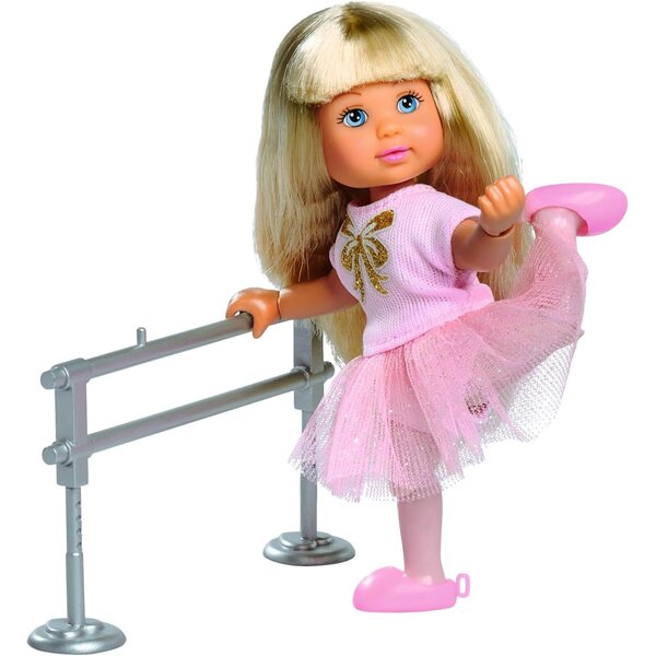 Evi Love Ballet School, 12 cm große Ballerina-Puppe mit Ballettstangen und beweglichem Körper