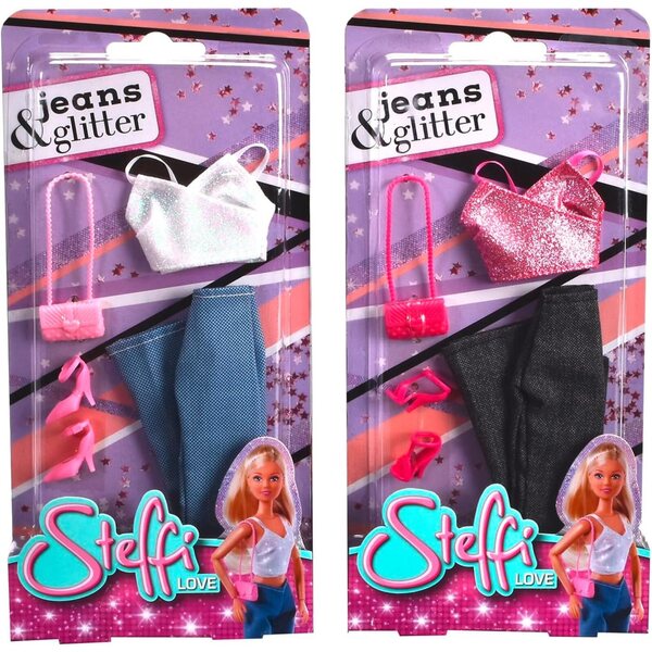Steffi Love Jeans & Glitter: Glitzer-Top mit Jeans und Modeaccessoires, 29 cm, ab 3 Jahren