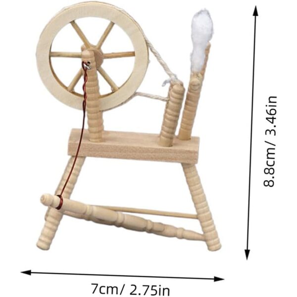 Mini Macchina Avvolgitrice in Legno per Casa delle Bambole Vintage e Decorazione Creativa