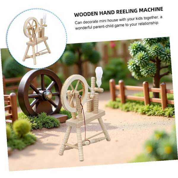 Mini Macchina Avvolgitrice in Legno per Casa delle Bambole Vintage e Decorazione Creativa