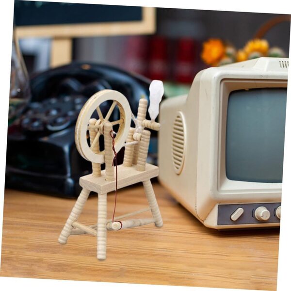 Mini Macchina Avvolgitrice in Legno per Casa delle Bambole Vintage e Decorazione Creativa