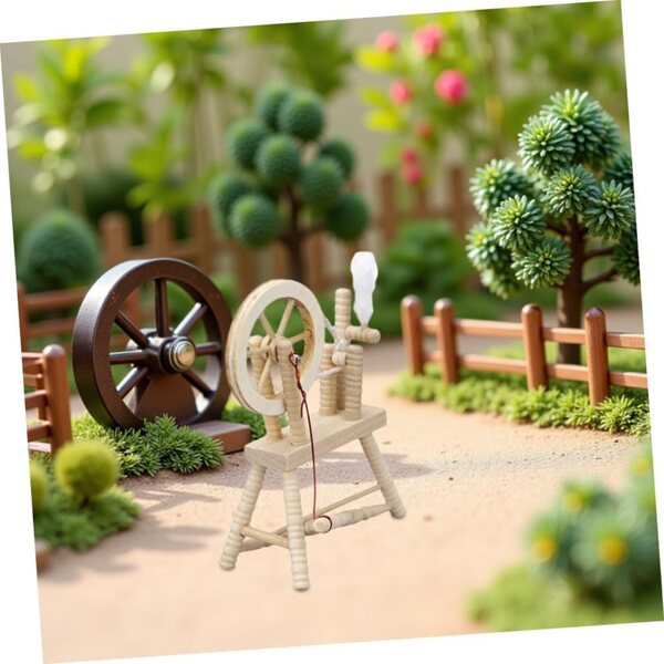 Mini Macchina Avvolgitrice in Legno per Casa delle Bambole Vintage e Decorazione Creativa