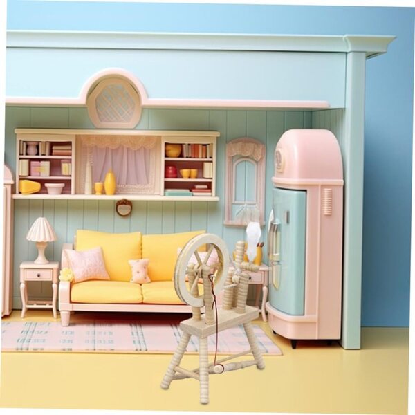 Mini Macchina Avvolgitrice in Legno per Casa delle Bambole Vintage e Decorazione Creativa