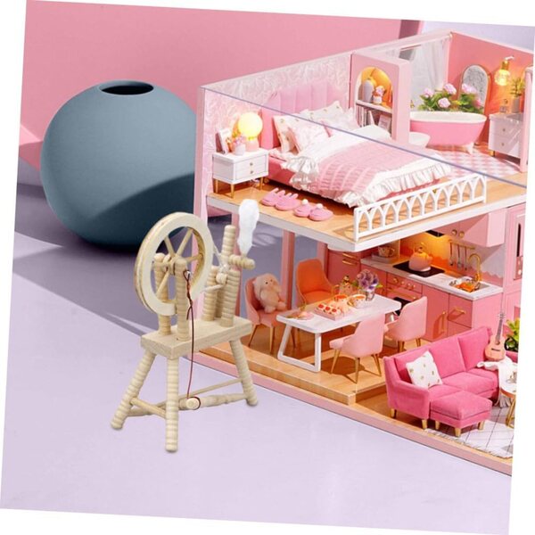 Mini Macchina Avvolgitrice in Legno per Casa delle Bambole Vintage e Decorazione Creativa