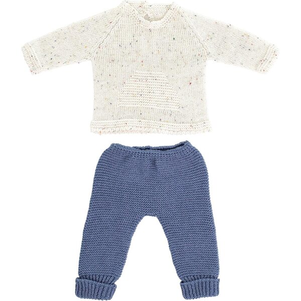 Miniland Set Beige e Blu in Maglia per Bambole 40 cm - Tessuto Riciclato Made in Spain