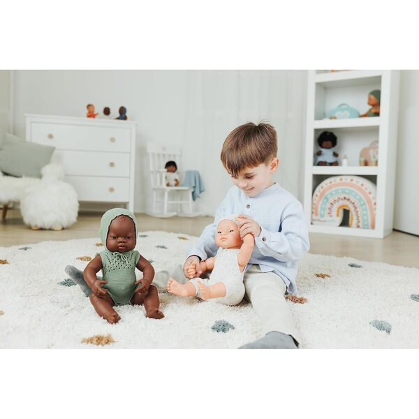 Miniland Ensemble beige in cotone riciclato per bambole 40 cm, made in Spain