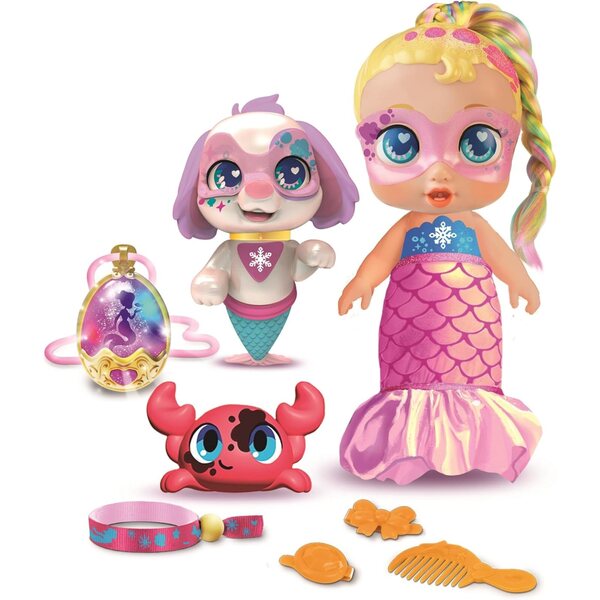 Bizak Super Mignon Little Babies Regi Sirena + Chiot con Accessori e Gioielli