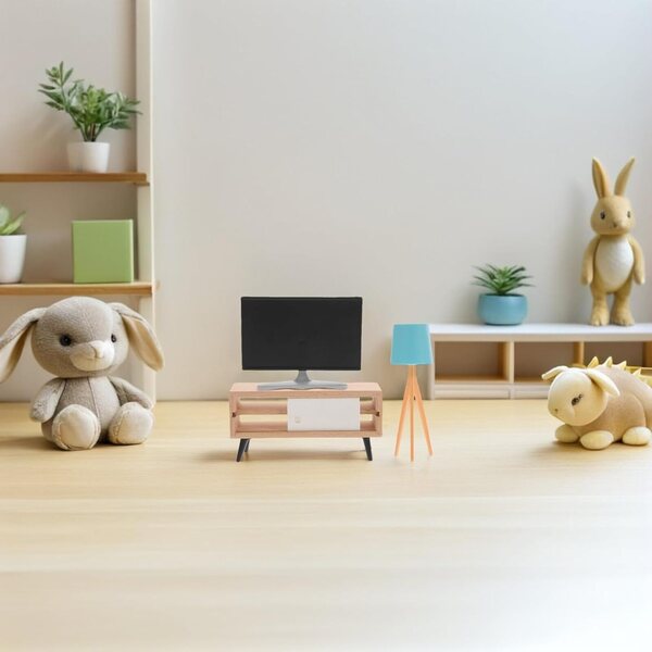 3-teiliges Miniatur-Möbelset für das ERINGOGO-Puppenhaus mit Fernseher, Schrank und Lampe