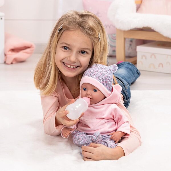 Bayer Design Realistische Reborn-Puppe 38 cm mit Flasche, Sauger und Decke