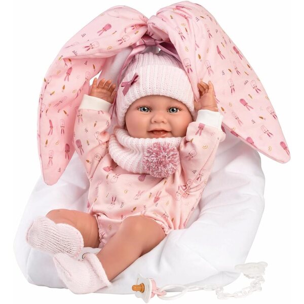 Llorens Nica, 40 cm große Babypuppe, blaue Augen, mit Kleid und bequemer Tragetasche