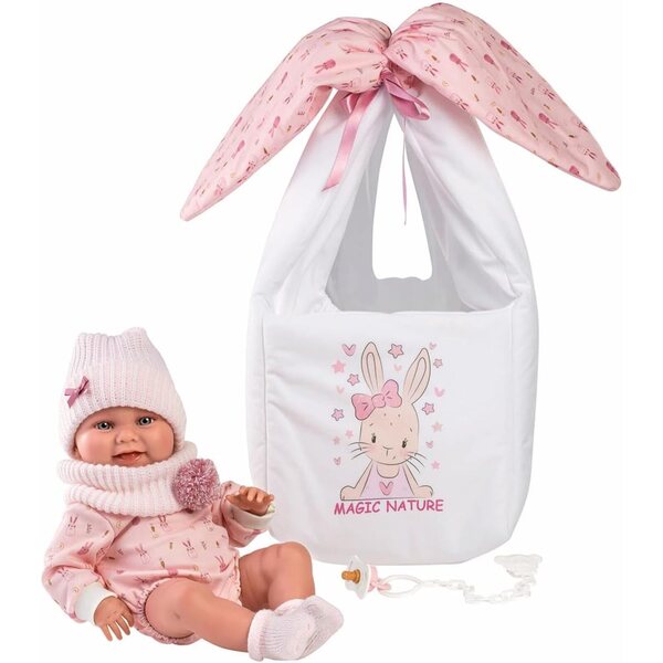 Llorens Nica, 40 cm große Babypuppe, blaue Augen, mit Kleid und bequemer Tragetasche