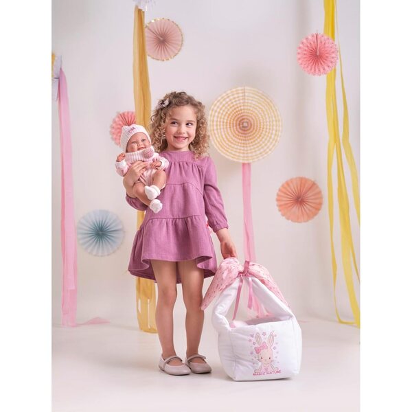 Llorens Nica, 40 cm große Babypuppe, blaue Augen, mit Kleid und bequemer Tragetasche