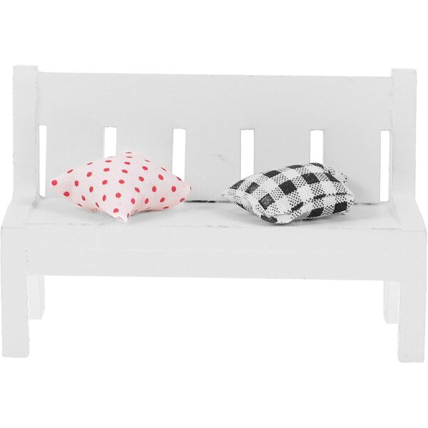 ORFOFE Mini Panca da Giardino in Legno Bianco con Cuscini per Casa delle Bambole